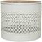 White Metal Laser Cut Metal Decorative Jars with Carved Wood Lids Set